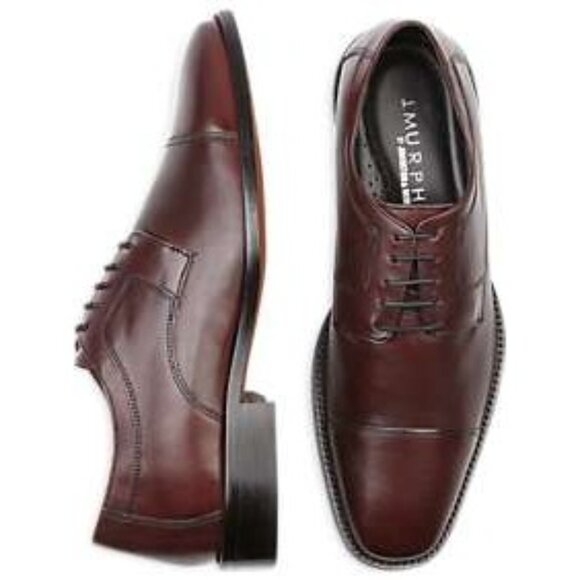 Johnston & Murphy Mens Novick Cap Toe Lace Up Oxford Burgundy Size 11.5M NIB - Picture 2 of 3